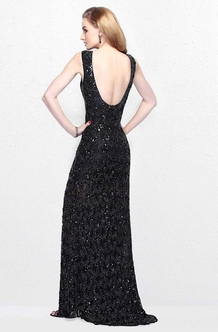 Primavera Couture - Sequined Sleeveless Long Dress With Slit 1886 4 Primavera Couture - Sequined Sleeveless Long Dress With Slit 1886