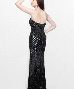 Primavera Couture - Sequined Sweetheart Long Sheath Gown 1527
