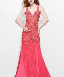 Primavera Couture - Sequined V-Neck Mermaid Gown 1829 Formal Gowns