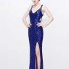 Primavera Couture - Sequined V-Neck Multi-Strap Sheath Gown 1761 2 Primavera Couture - Sequined V-Neck Multi-Strap Sheath Gown 1761