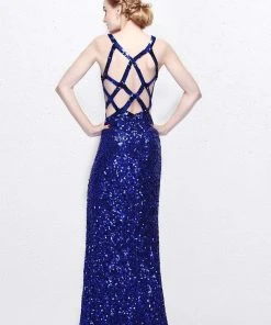 Primavera Couture - Sequined V-Neck Multi-Strap Sheath Gown 1761 9 Primavera Couture - Sequined V-Neck Multi-Strap Sheath Gown 1761