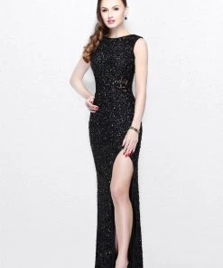 Primavera Couture - Shimmering Lace Bateau Cap Sleeve Sheath Gown 1877 Formal Gowns 12 Primavera Couture - Shimmering Lace Bateau Cap Sleeve Sheath Gown 1877 Formal Gowns