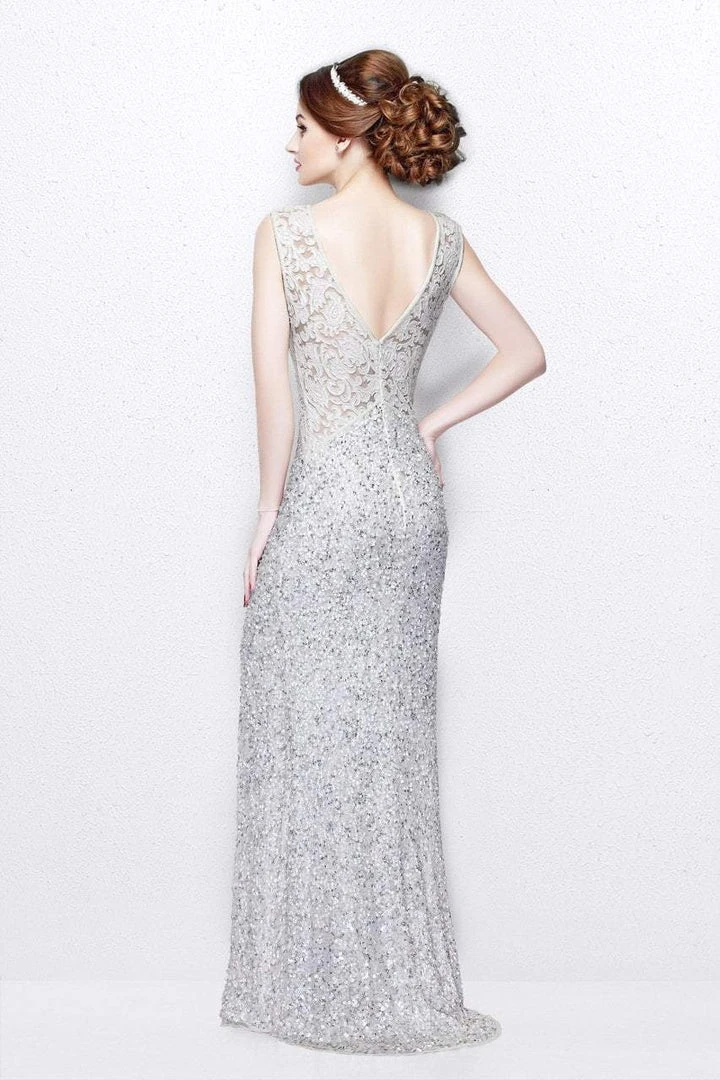 Primavera Couture - Shimmering Lace Bateau Cap Sleeve Sheath Gown 1877 Formal Gowns 4 Primavera Couture - Shimmering Lace Bateau Cap Sleeve Sheath Gown 1877 Formal Gowns