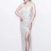 Primavera Couture - Shimmering Sequined V-Neck Sheath Gown With Slit 1817 Formal Gowns 1 Primavera Couture - Shimmering Sequined V-Neck Sheath Gown With Slit 1817 Formal Gowns