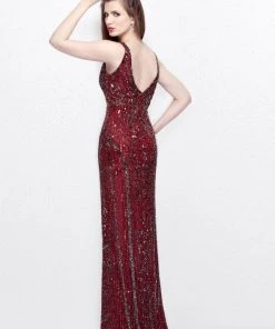 Formal Gowns Primavera Couture - Sleeveless V-Neck Beaded Long Dress 1734 10 Formal Gowns Primavera Couture - Sleeveless V-Neck Beaded Long Dress 1734