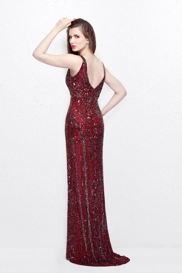 Formal Gowns Primavera Couture - Sleeveless V-Neck Beaded Long Dress 1734 5 Formal Gowns Primavera Couture - Sleeveless V-Neck Beaded Long Dress 1734