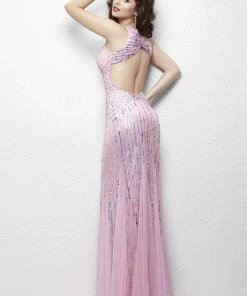 Primavera Couture - Sleeveless V Neck Starburst Sheath Dress 9874 31 Primavera Couture - Sleeveless V Neck Starburst Sheath Dress 9874