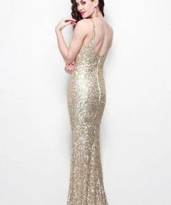 Primavera Couture - Sparkling Sleeveless Full Sequined Long Sheath Dress 1251 Formal Gowns