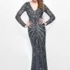 Primavera Couture - Spectacular Plunging V-Neck Long Sleeve Sheath Gown 1755 1 Primavera Couture - Spectacular Plunging V-Neck Long Sleeve Sheath Gown 1755