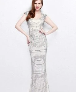 Primavera Couture - Statuesque Scalloped Sweetheart Illusion Sheath Gown 1681
