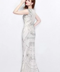 Primavera Couture - Statuesque Scalloped Sweetheart Illusion Sheath Gown 1681