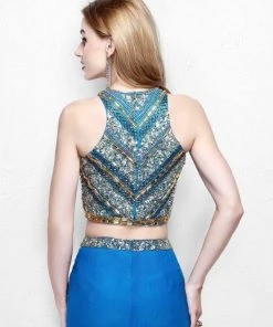 Primavera Couture - Two Piece Fitted Long Dress With Slit 1803 Formal Gowns 14 Primavera Couture - Two Piece Fitted Long Dress With Slit 1803 Formal Gowns