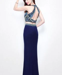 Primavera Couture - Two-Piece Sequined Halter Neck Jersey Sheath Gown 1594 9 Primavera Couture - Two-Piece Sequined Halter Neck Jersey Sheath Gown 1594