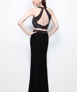 Primavera Couture - Two-Piece Sequined Halter Neck Jersey Sheath Gown 1594 11 Primavera Couture - Two-Piece Sequined Halter Neck Jersey Sheath Gown 1594