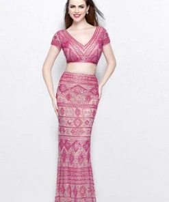 Formal Gowns Primavera Couture - Two Piece V-Neck Long Dress 1864 13 Formal Gowns Primavera Couture - Two Piece V-Neck Long Dress 1864