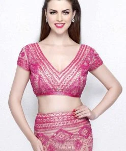 Formal Gowns Primavera Couture - Two Piece V-Neck Long Dress 1864 15 Formal Gowns Primavera Couture - Two Piece V-Neck Long Dress 1864