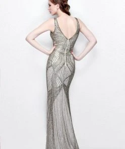 Primavera Couture - V-Neck Beaded Long Dress 1723 Formal Gowns
