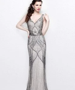 Primavera Couture - V-Neck Beaded Long Dress 1723 Formal Gowns