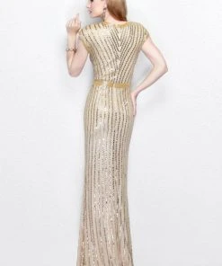 Primavera Couture - V-Neck Sequined Evening Gown 1709