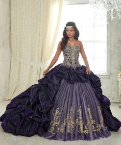 Quinceanera Collection - 26831 Metallic Embroided Sweetheart Ballgown