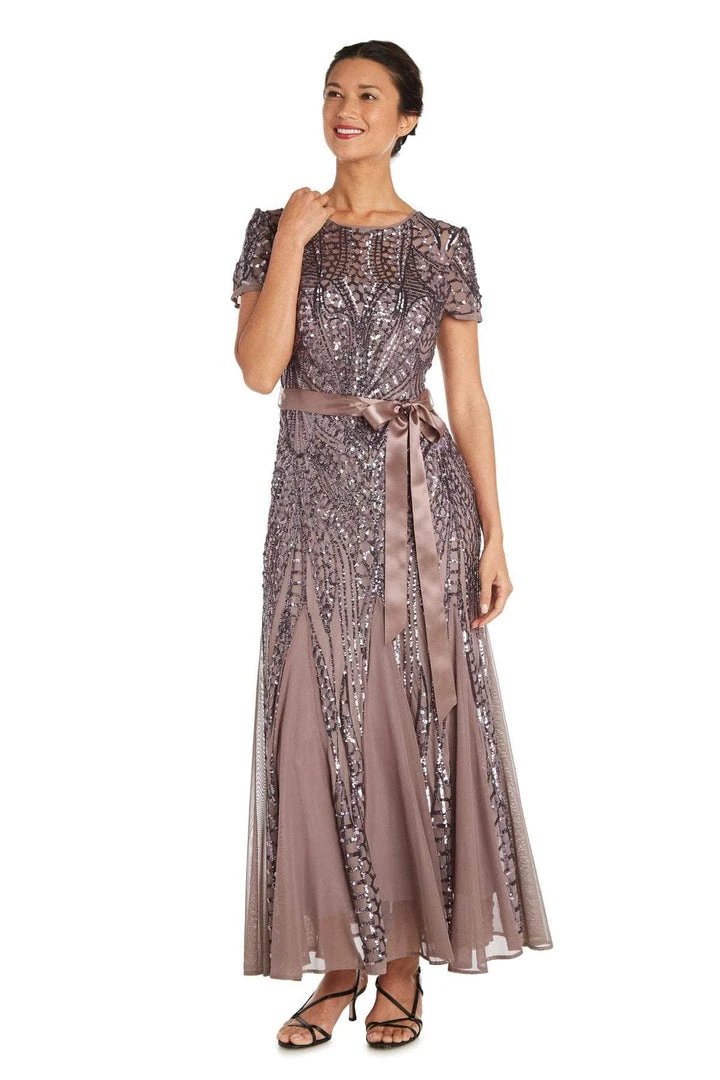 Formal Gowns R&M Richards - 1875W Plus Size Embellished Gown With Satin Waist Tie - 1 Pc Mocha In Size 16W Available 3 Formal Gowns R&M Richards - 1875W Plus Size Embellished Gown With Satin Waist Tie - 1 Pc Mocha In Size 16W Available