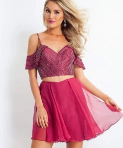 Cocktail Dresses Rachel Allan - 4667 Two Piece Beaded V-neck Chiffon A-line Dress