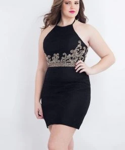 Cocktail Dresses Rachel Allan - 4806 Embellished Lace Halter Sheath Dress