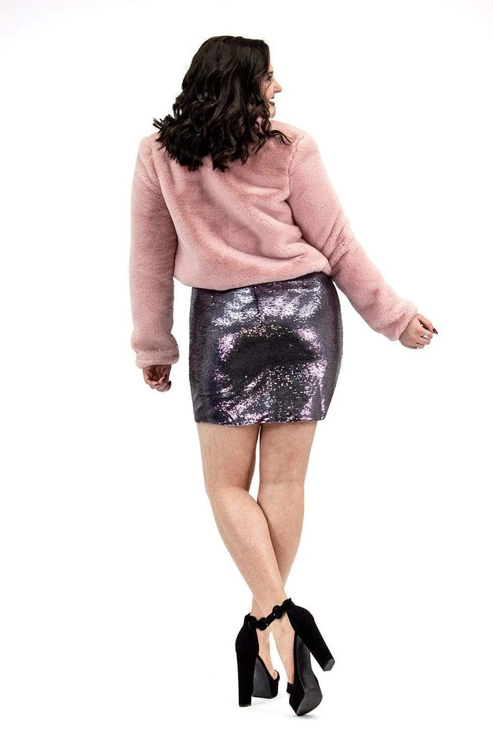 Rachel Allan - 4811 Sequined Deep V-neck Dress With Faux Fur Jacket 4 Rachel Allan - 4811 Sequined Deep V-neck Dress With Faux Fur Jacket