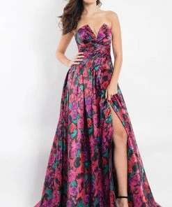 Formal Gowns Rachel Allan - 6006 Strapless Floral Print A-line Gown