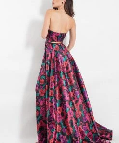 Formal Gowns Rachel Allan - 6006 Strapless Floral Print A-line Gown