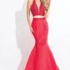 Formal Gowns Rachel Allan - 6019 Beaded Two Piece Halter Trumpet Gown 2 Formal Gowns Rachel Allan - 6019 Beaded Two Piece Halter Trumpet Gown