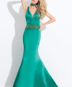 Formal Gowns Rachel Allan - 6022 Plunging V-neck Mermaid Dress