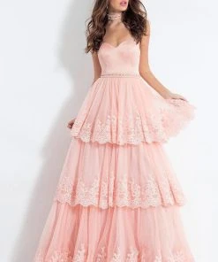 Rachel Allan - 6029 Lace Appliqued Strapless Gown