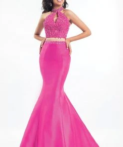 Rachel Allan - 6031 Lace Halter Mermaid Dress