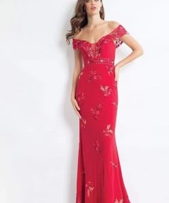 Rachel Allan - 6056 Embroidered Illusion Off Shoulder Dress 10 Rachel Allan - 6056 Embroidered Illusion Off Shoulder Dress