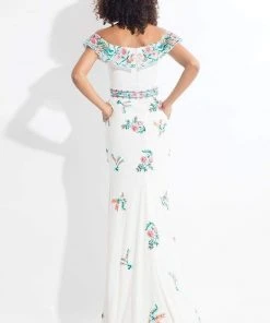 Rachel Allan - 6056 Embroidered Illusion Off Shoulder Dress 13 Rachel Allan - 6056 Embroidered Illusion Off Shoulder Dress