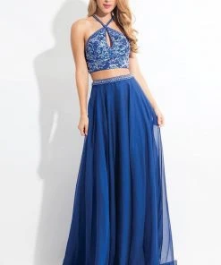 Rachel Allan - 6063 Beaded Halter A-line Dress Formal Gowns