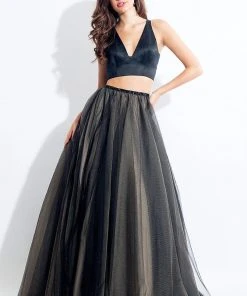 Formal Gowns Rachel Allan - 6065 Two Piece Plunging V Neck Gown