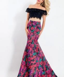 Rachel Allan - 6066 Off-Shoulder Two-Piece Mermaid Gown