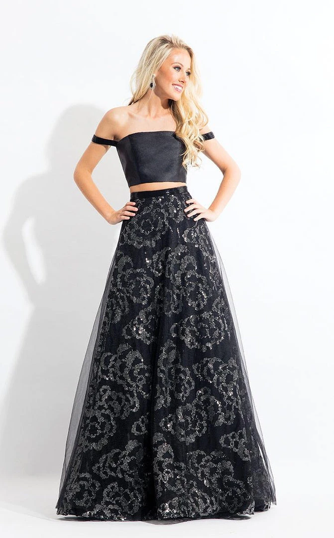 Formal Gowns Rachel Allan - 6093 Floral Sequined Off Shoulder Gown 3 Formal Gowns Rachel Allan - 6093 Floral Sequined Off Shoulder Gown