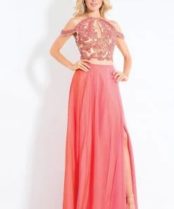 Rachel Allan - 6109 Floral Appliqued Two Piece Gown Formal Gowns