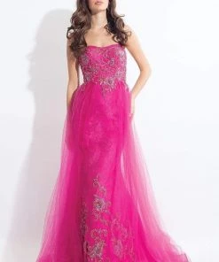 Rachel Allan - 6125 Strapless Embellished Lace Overlay Gown