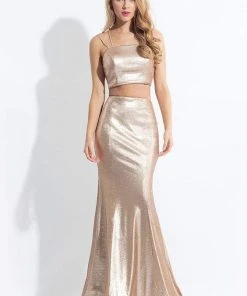 Rachel Allan - 6141 Two Piece Sequined Mermaid Dress Formal Gowns