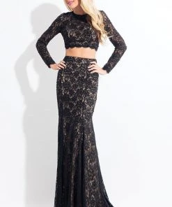 Rachel Allan - 6153 Two Piece Long Sleeves Lace Gown Bridesmaid Dresses