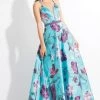 Rachel Allan - 6169 Thin Straps Floral Print Gown Formal Gowns 2 Rachel Allan - 6169 Thin Straps Floral Print Gown Formal Gowns