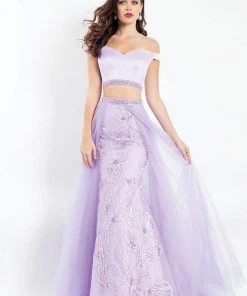 Formal Gowns Rachel Allan - 6198 Two-Piece Floral Embroidered Gown