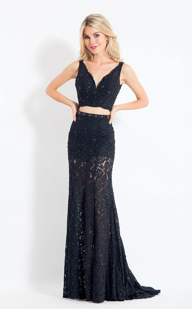 Rachel Allan - 6213 Two Piece Lace V-Neck Gown 3 Rachel Allan - 6213 Two Piece Lace V-Neck Gown