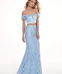 Rachel Allan - 6407 Embroidered Two Piece Off-Shoulder Trumpet Dress 14 Rachel Allan - 6407 Embroidered Two Piece Off-Shoulder Trumpet Dress
