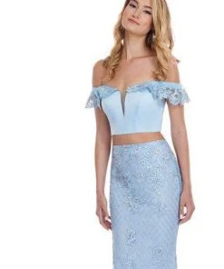 Rachel Allan - 6407 Embroidered Two Piece Off-Shoulder Trumpet Dress 16 Rachel Allan - 6407 Embroidered Two Piece Off-Shoulder Trumpet Dress