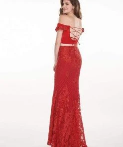 Rachel Allan - 6407 Embroidered Two Piece Off-Shoulder Trumpet Dress 18 Rachel Allan - 6407 Embroidered Two Piece Off-Shoulder Trumpet Dress